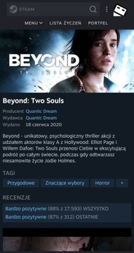 Klucz steam do gry Beyond: Two Souls 