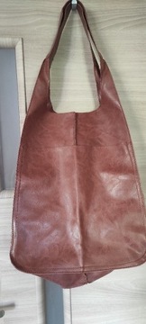 Nowa duża brązowa torebka torba ze skóry skórzana