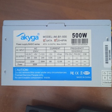 Zasilacz komputerowy Akyga AK-B1-500 (500W)