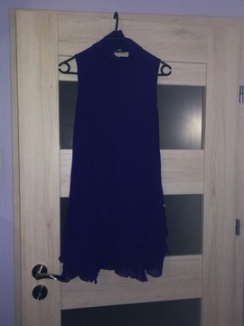 Fioletowa krótka sukienka ze stójką 38 M