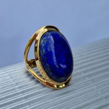 PIERŚCIONEK POZŁACANY SREBRO 925 LAPIS LAZULI r.14