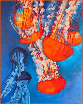 Obraz akrylowy "Meduzy", rozmiar płótna: 80x100 cm