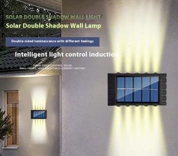 Solarna lampa LED zewnętrzna kinkiet 8 LED Lampa ogrodowa