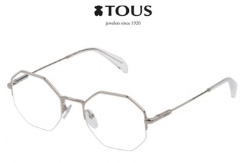 Markowe okulary oprawki TOUS VTO396 srebrne metalo