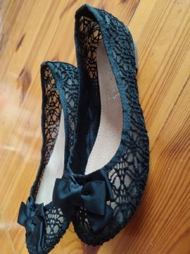 Baleriny buty azurowe 36 czarne nowe eleganckie
