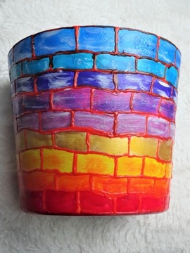 Ręcznie malowana ceramiczna osłonka na doniczkę