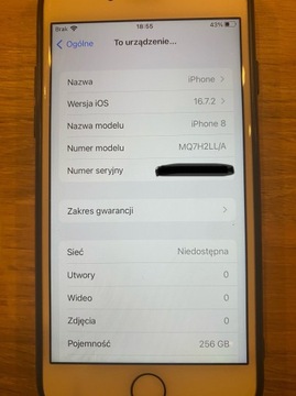 iPhone 8 256GB złoty 82% bateria