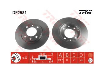 TRW DF2581 Tarcze hamulcowe 2 szt Citroen xsara