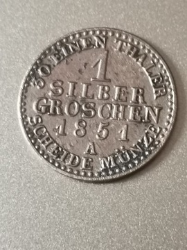 1 silber groschen 1851 rok