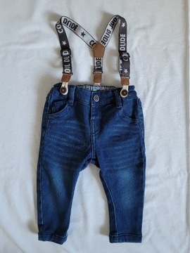 Spodnie jeansowe z szelkami, rozm. 68
