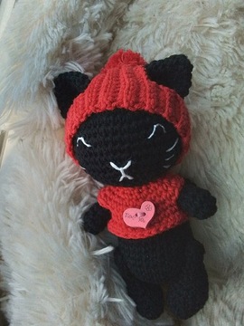 Kot, kotek szydełkowy, amigurumi.