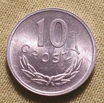 Moneta 10groszy z roku 1974 bez znaku mennicy 
