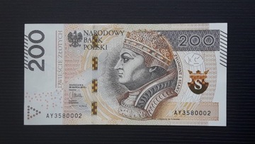 200 złotych PLN 2015 AY3580002 UNC-