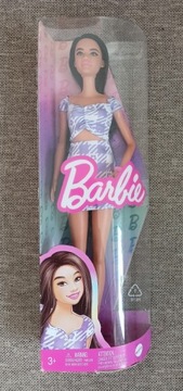 Barbie Fashionistas Lalka Sukienka fioletowa kratka HPF75