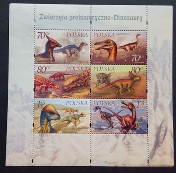 Znaczki ** Polska 2000r Mi.bl 39,Fibl169 Dinozaury