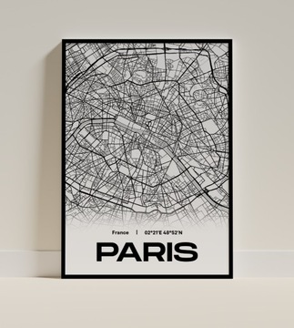 Plakat mapa Paryż A3