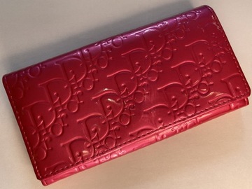 Duży portfel Dior logowany zasuwane kieszenie róż