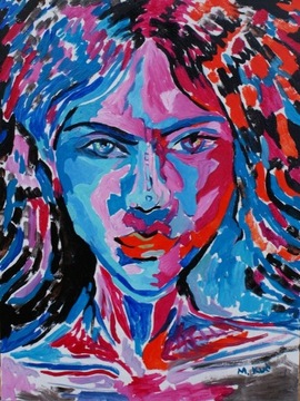obraz olejny dziewczyna kontrast kubizm portret
