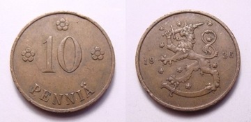 Finlandia 10 pennia 1936 r.