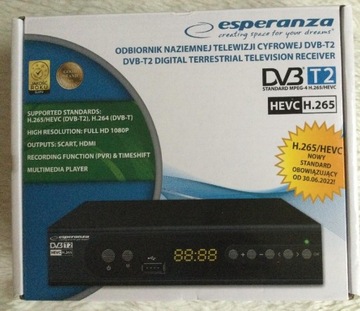 Odbiornik telewizji cyfrowej DVB-T2 Esperanza H265