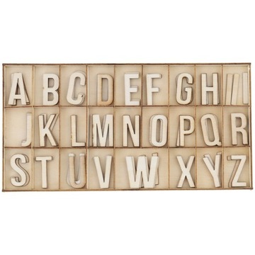 Drewniane litery alfabet 78szt zestaw scrapbooking