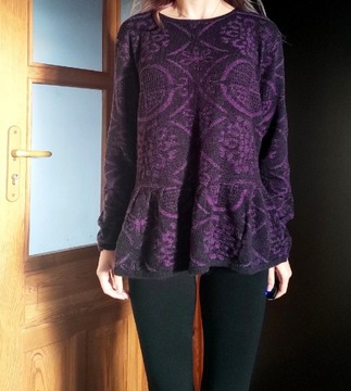 Sweter długi rękaw fioletowo czarny goth alt S M L