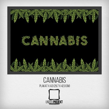 Plakat Cannabis czarny - rozmiar a3