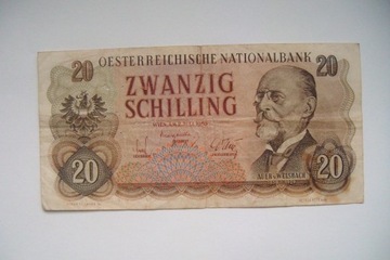 BANKNOT AUSTRIA  20 Szylingów 1967 r.