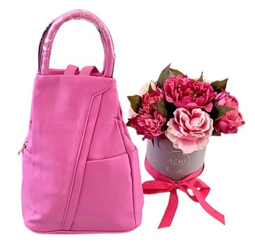 Pojemny plecak torebka z uchwytami w kolorze Różu