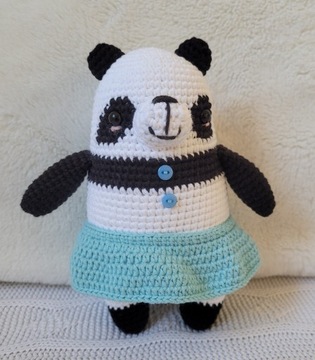 Miś Panda na szydełku maskotka przytulanka Handmd 
