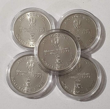 10000 złotych 1991 Konstytucja zestaw 5 szt St1/-1