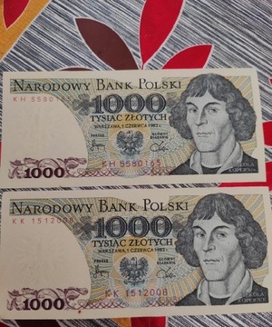 Banknot 1000 zł seria KH  1982