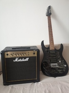 Gitara GRX70QA-TKS + Marshall MG15 + Akcesoria