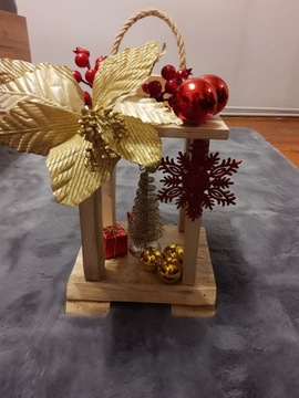 Stroik lampion drewniany Świąteczna dekoracja DIY