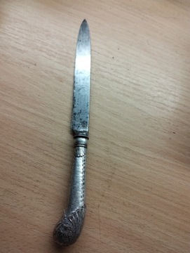 Stary kuty nóż 24 cm posrebrzany