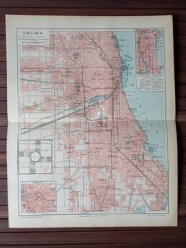 Stara mapa plan miasta Chicago 1894 r