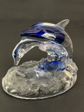 Cristal de A’rgues figurka delfiny kobalt, szkło