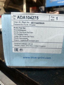 Klocki hamulcowe - komplet BLUE PRINT ADA104275