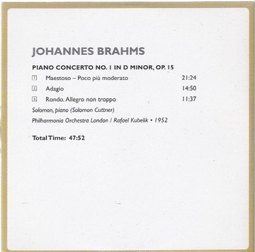 BRAHMS Piano concerto 1 SOLOMON