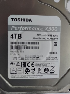 Dysk HDD TOSHIBA X300 4TB HDWE140 100% sprawny