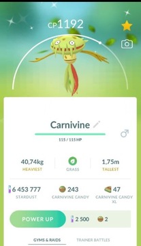 Pokemon go Shiny Carnivine Trade 30 days