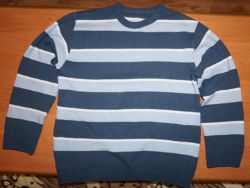 Sweter męski w paski niebieski L