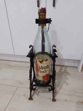 Butelka Antyk Asbach Uralt z stojakiem żelaznym 