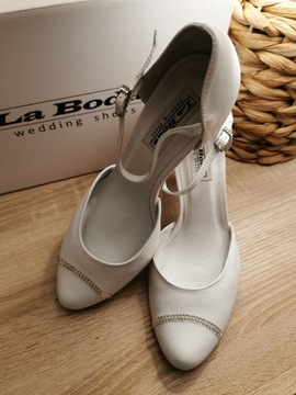 Buty ślubne La Boda Swarovski białe 