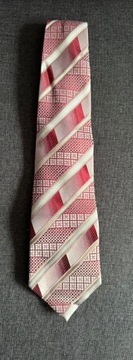 Jedwabny krawat, czerwony w paski