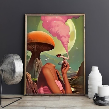 CIEKAWY PLAKAT ABSTRAKCJA SHROOM GIRL jakość:CANVA