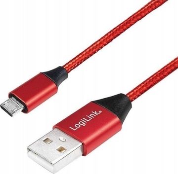 Kabel USB - microUSB typ B Logilink 0,3 m czerwony