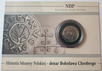 moneta - denar Bolesława Chrobrego w blistrze