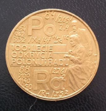 Polska 2 zł. 100 lecie odkr. Polonu i Radu 1998r.