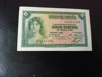 Hiszpania 5 Pesetas 1935